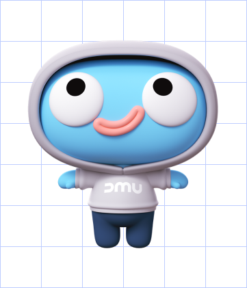 그리드 바탕에 회색 후드 티셔츠 캐릭터