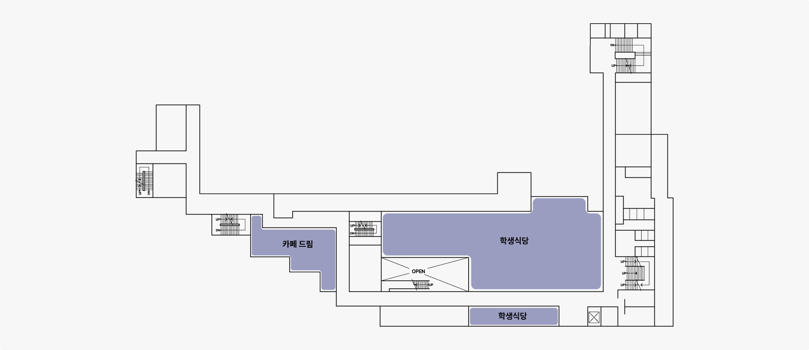 카페 드림, 학생식당으로 구성되어 있습니다.